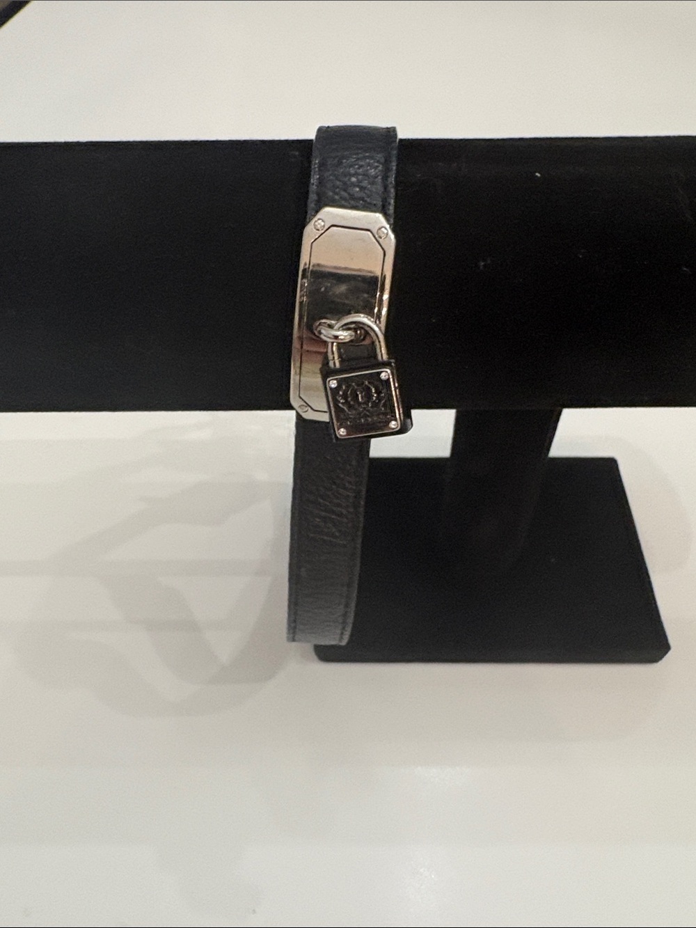 My Flat in London Love Locks Choker Black Leather Silver Padlock Necklace